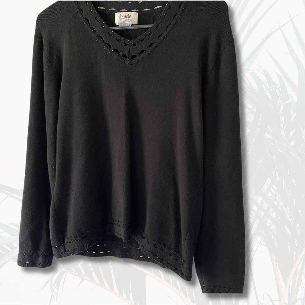 Vintage Bonnie and bill silk blend beaded black sweater